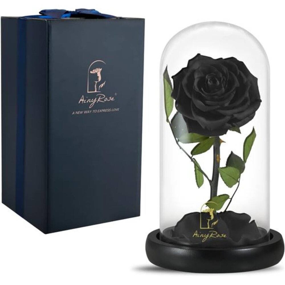 SW Forever Preserved Real Black Rose Flower Birthday Gifts for Mom